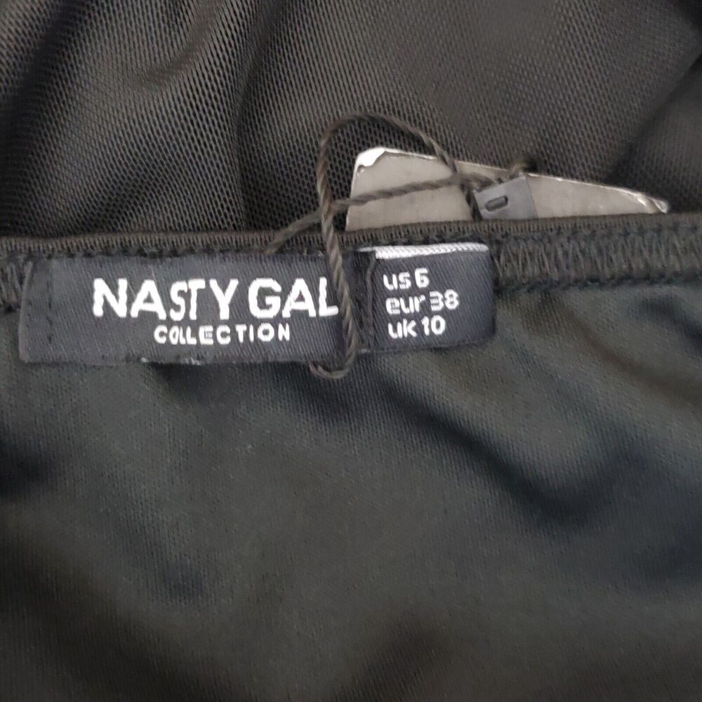 Nasty Gal Dress Womens 6 Black Ruched Sides Mesh Mini Wiggle Bodycon - Picture 11 of 13